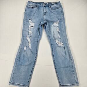 Judy Blue Mid‎ Rise Distressed Boyfriend Stretch Denim Jeans Women's Size 11/30